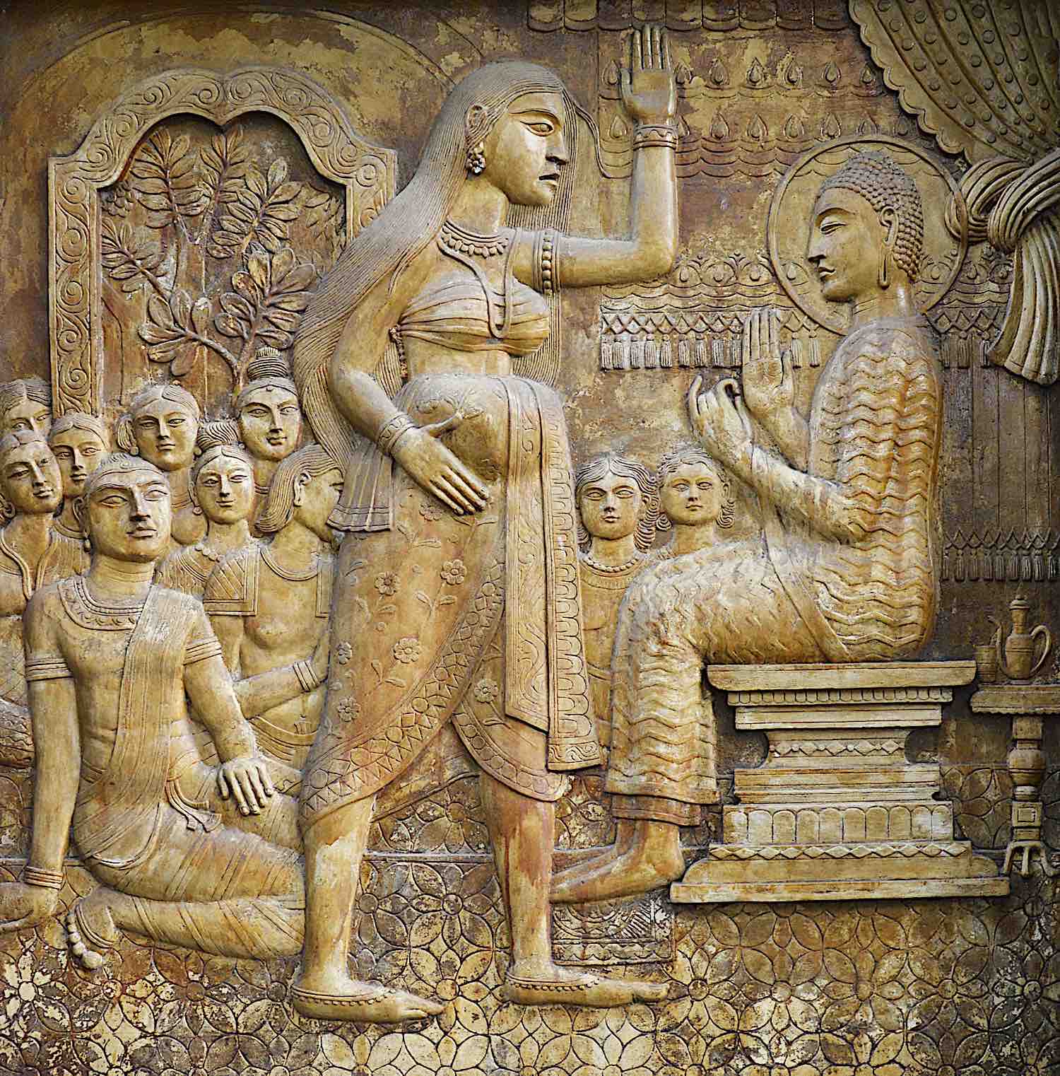 Buddha-Weekly-Siddartha-with-his-pregnant-wife-in-a-relief-at-Buddhist-Temple-Colombo-Sri-Lanka-dreamstime_l_71887783-Buddhism
