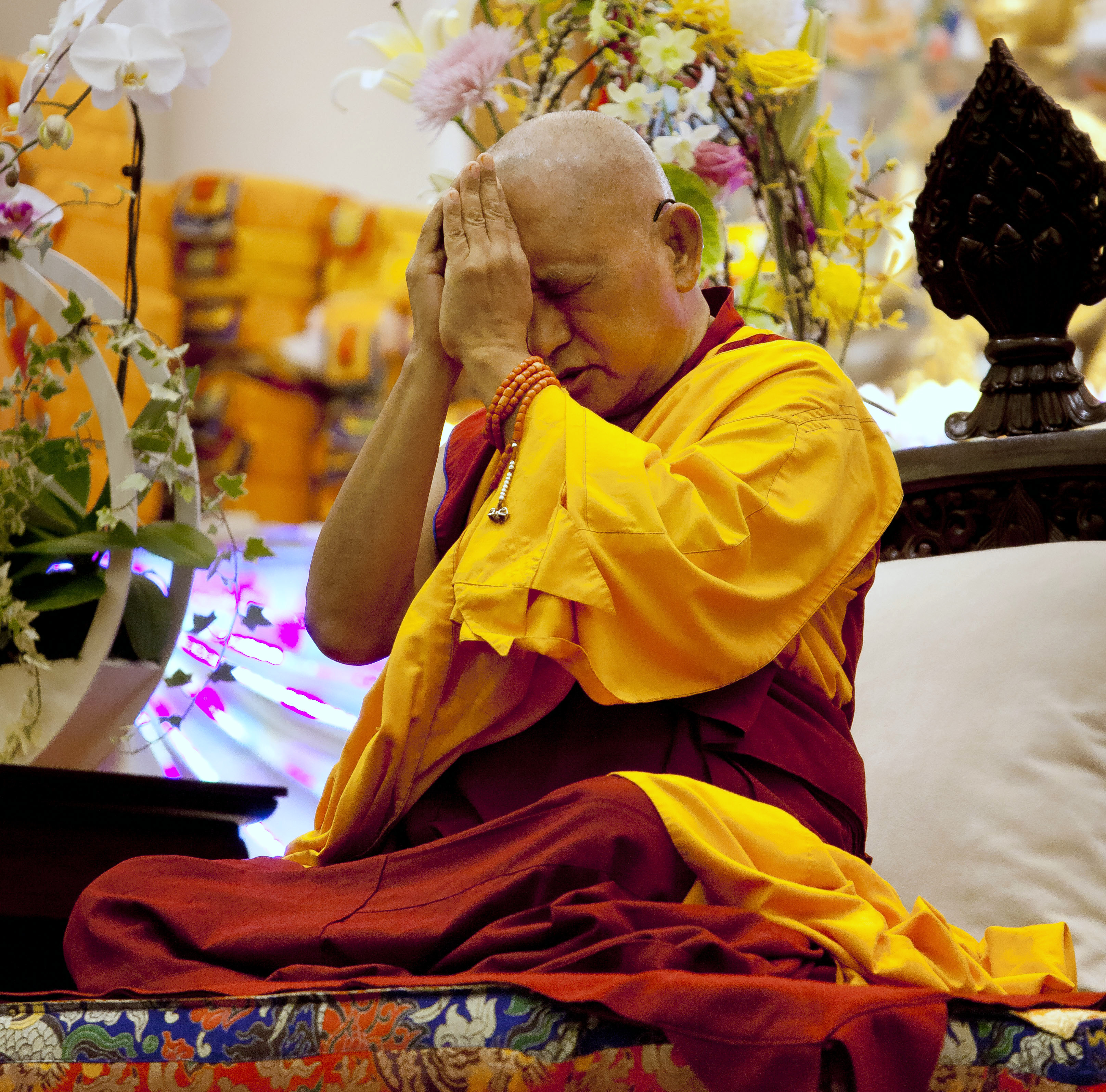 ABC offered a long life puja to Rinpoche during his visit, Singapore, March 8, 2013. Photo by Stephen Ching.